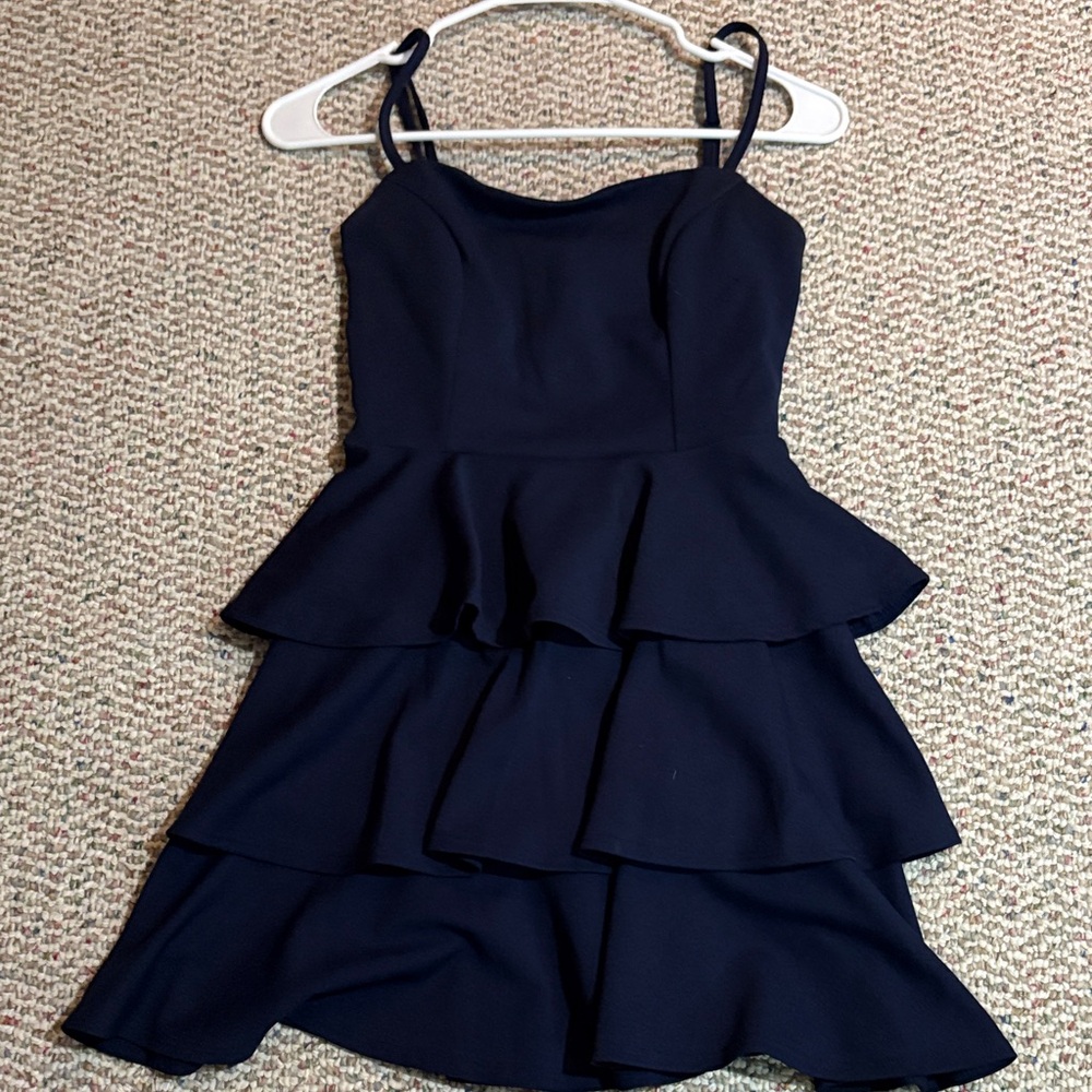 Trixxi Navy Blue Tiered Kids Dress